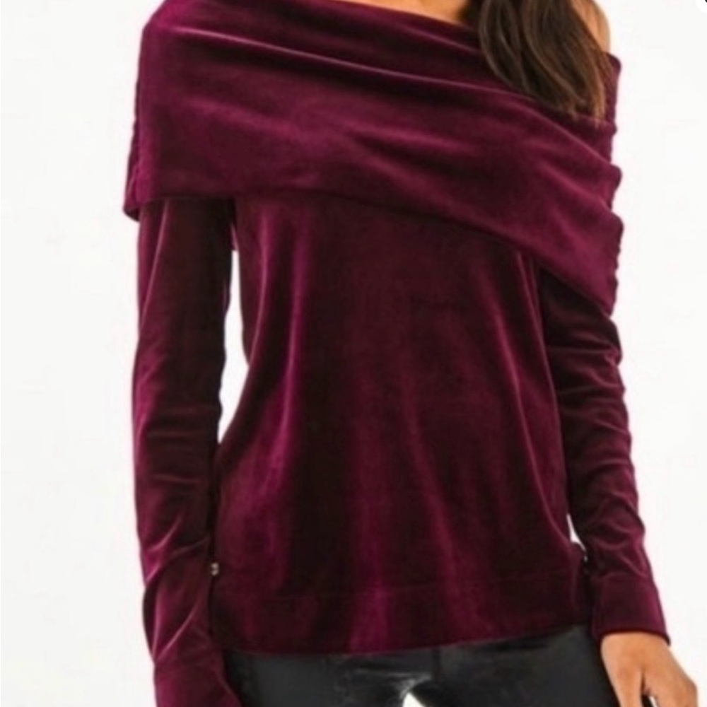 Lilly Pulitzer Off-Shoulder Velvet Sweater - Deep Purple
